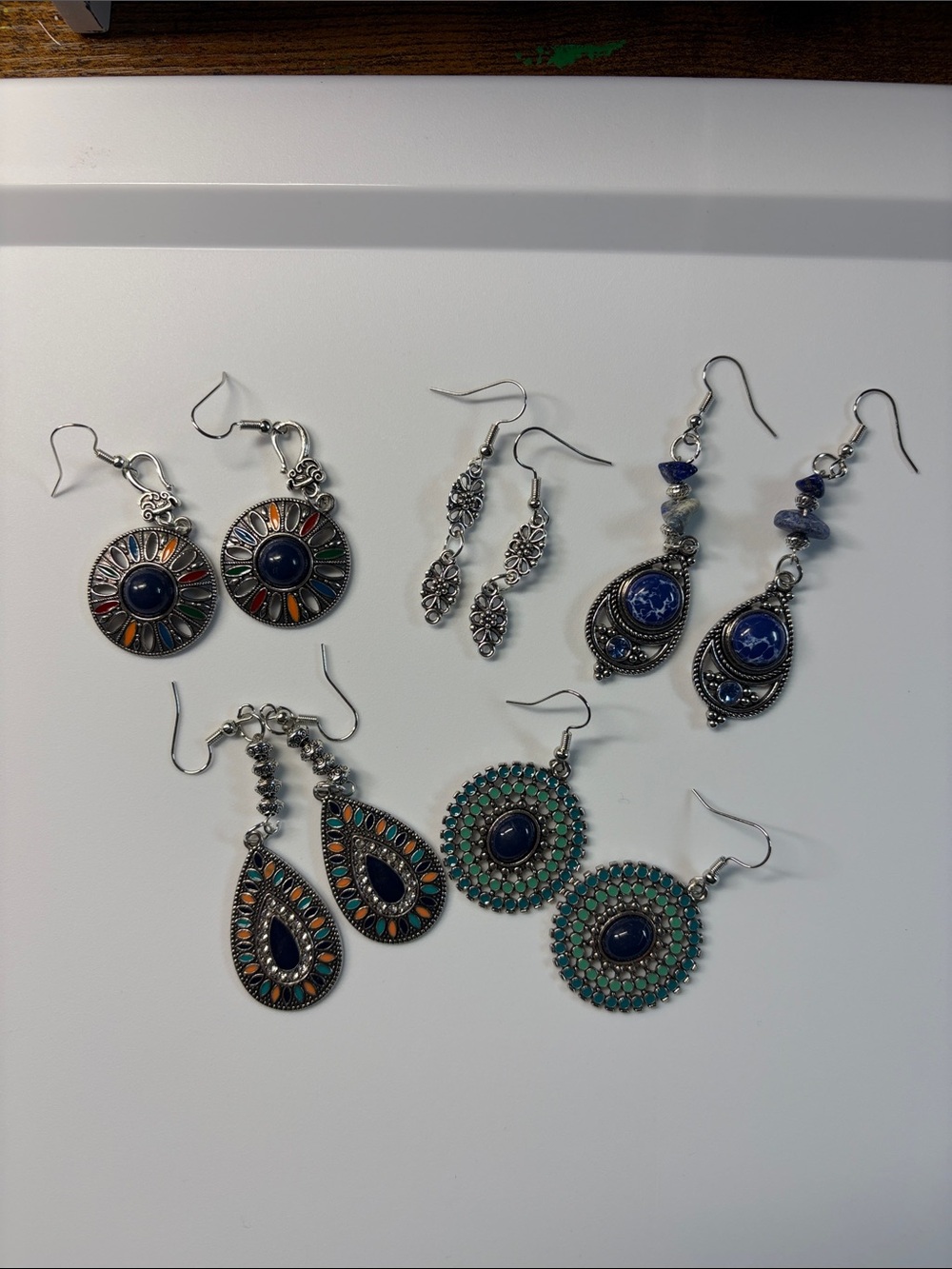 Boho Mixed Gemstone Drop Earrings Collection - Blue & Turquoise Options